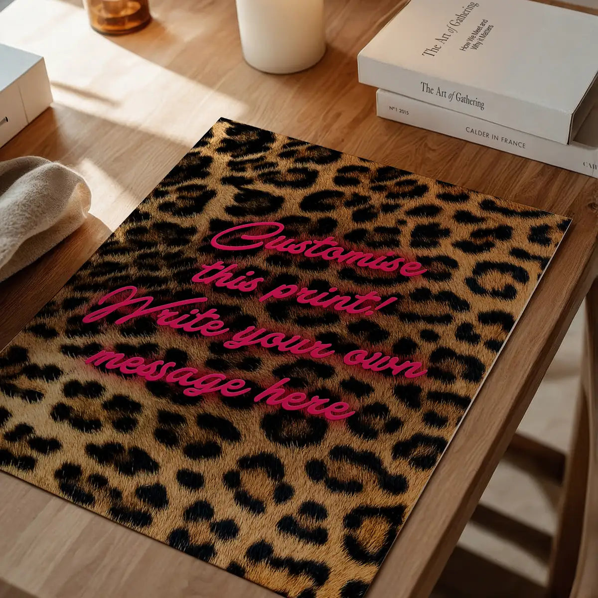 Custom Script Leopard Background Print