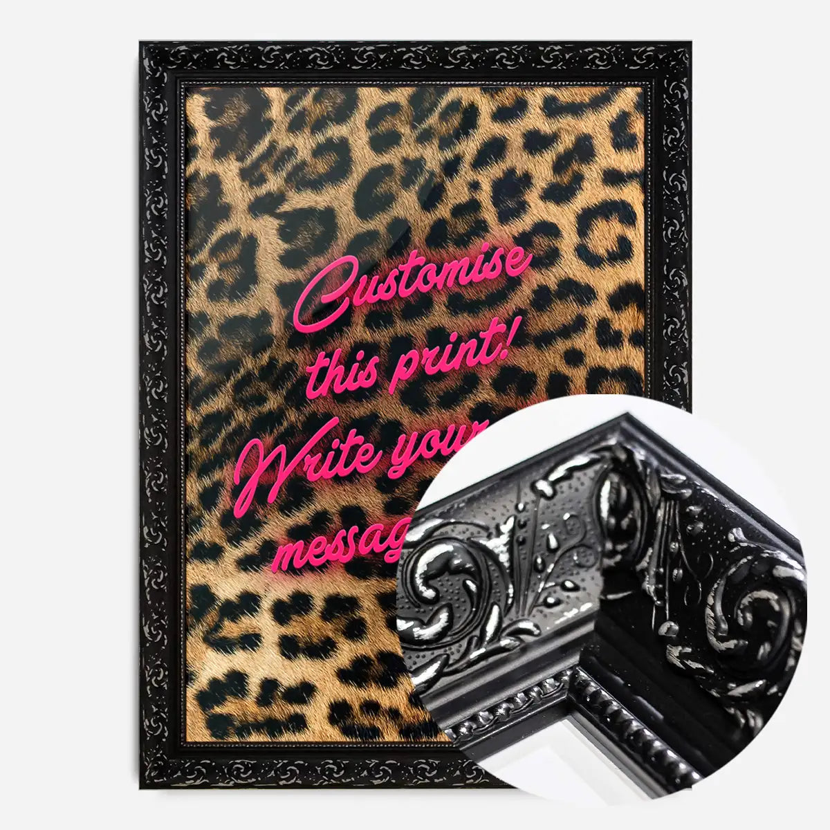 Custom Script Leopard Background Print