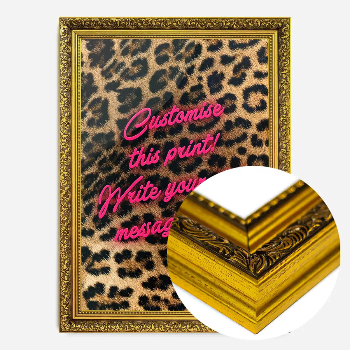 Custom Script Leopard Background Print