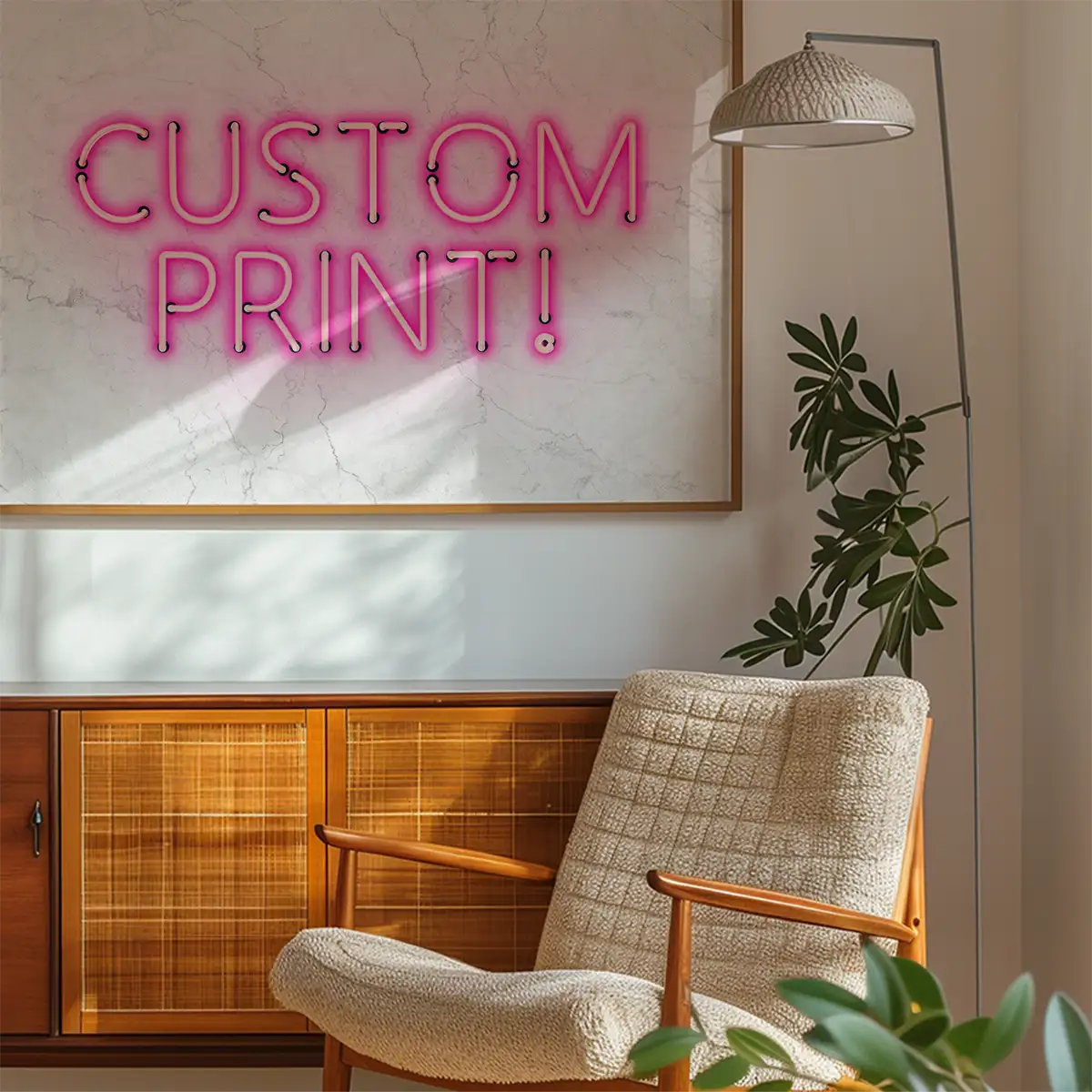 Custom Neon Sign Landscape White Marble