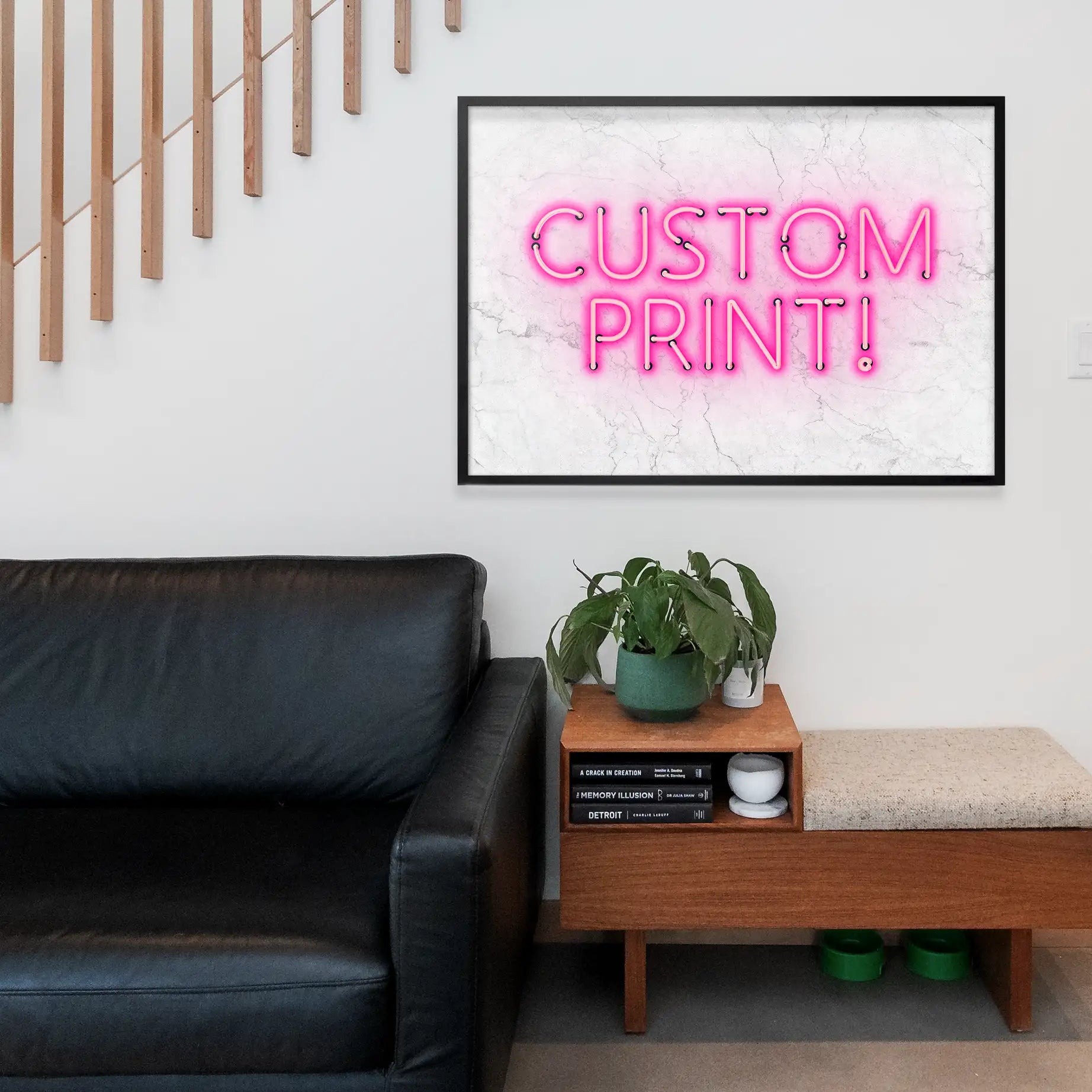 Custom Neon Sign Landscape White Marble