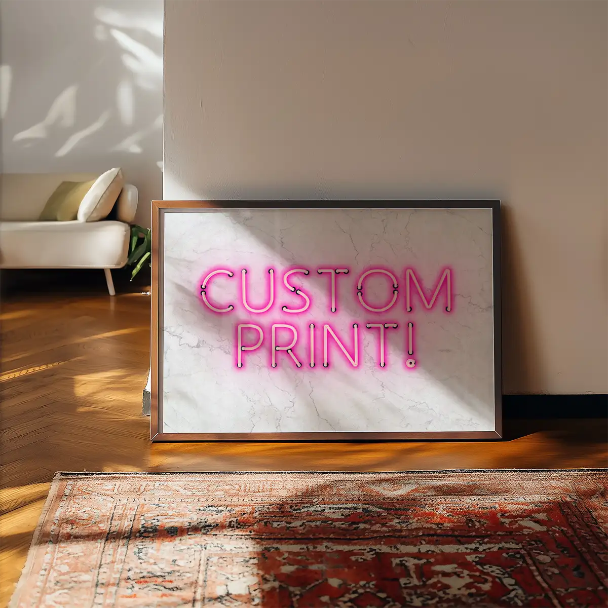 Custom Neon Sign Landscape White Marble
