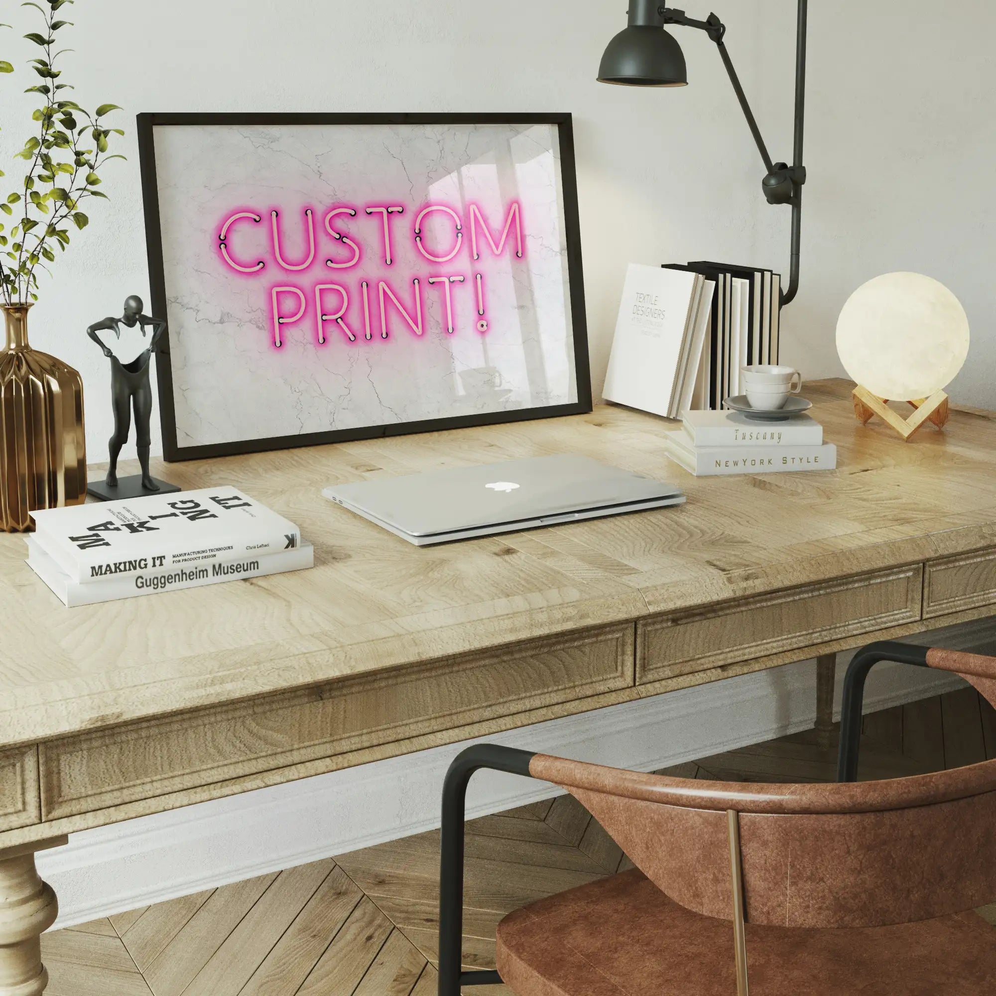 Custom Neon Sign Landscape White Marble