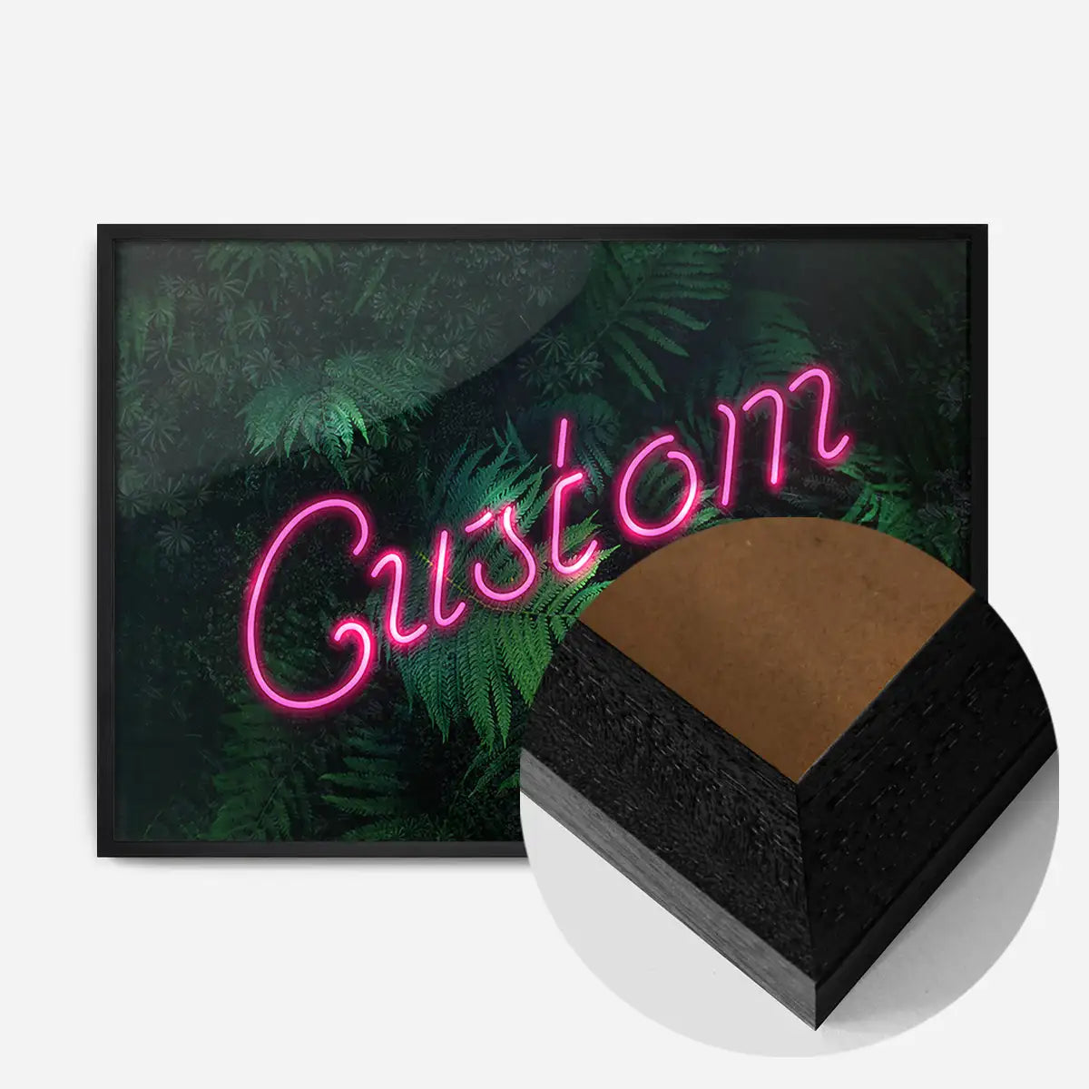 Custom Script Neon Sign Leaves Landscape Print