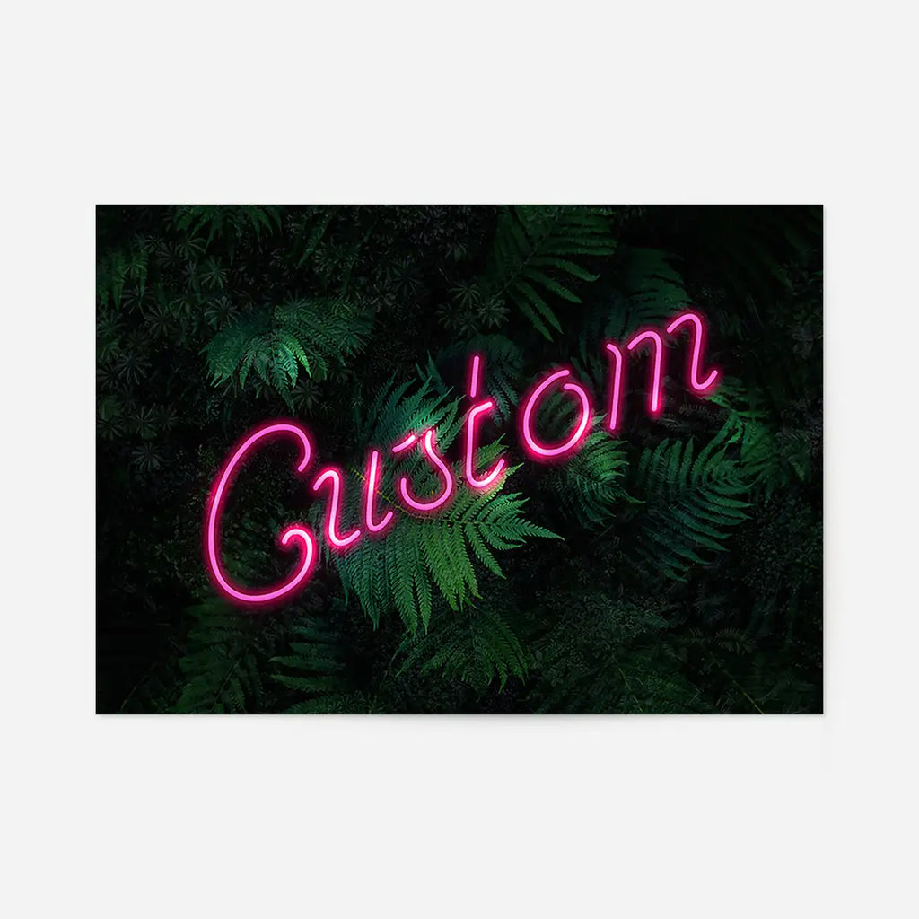 Custom Script Neon Sign Leaves Landscape Print