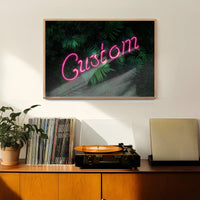 Custom Script Neon Sign Leaves Landscape Print