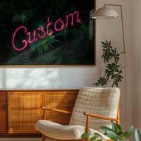 Custom Script Neon Sign Leaves Landscape Print