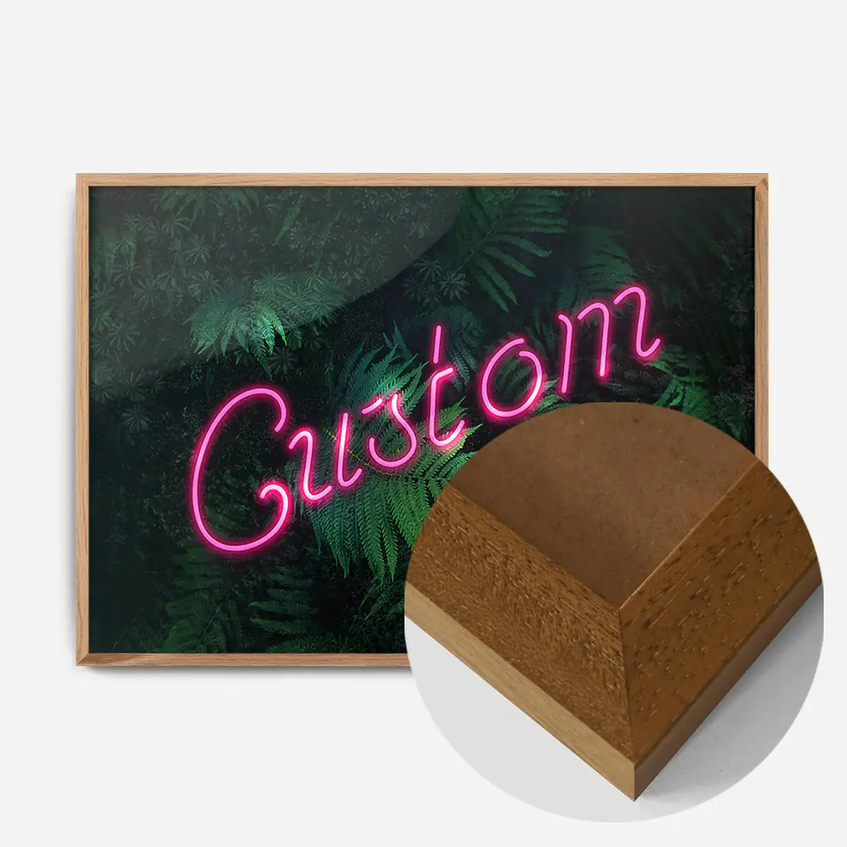 Custom Script Neon Sign Leaves Landscape Print