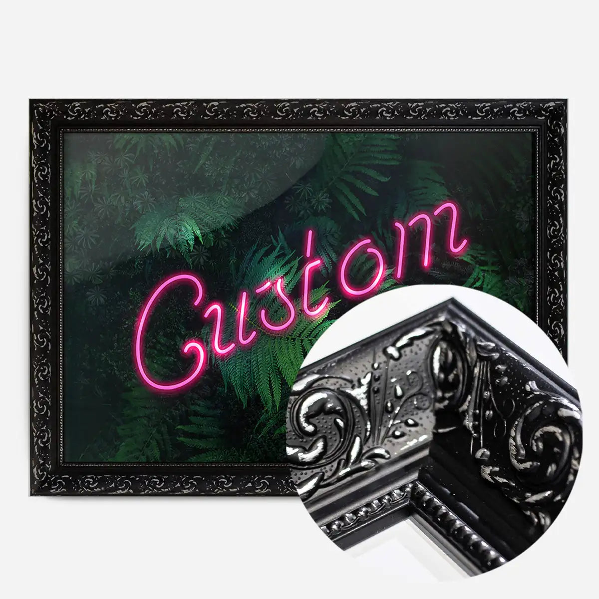 Custom Script Neon Sign Leaves Landscape Print