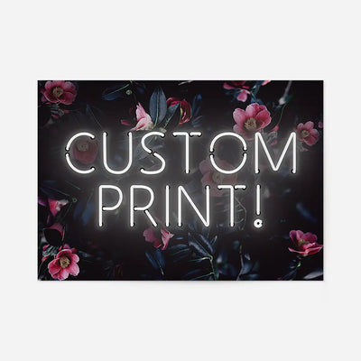 Custom White Neon Sign Floral Background Print