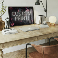 Custom White Neon Sign Floral Background Print