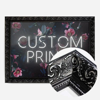 Custom White Neon Sign Floral Background Print