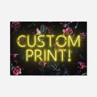Custom Yellow Neon Sign Floral Background Print