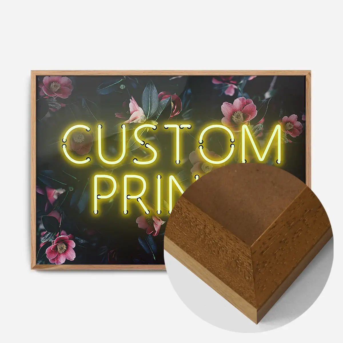 Custom Yellow Neon Sign Floral Background Print
