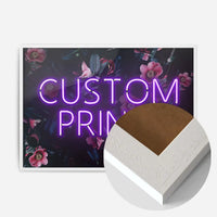 Custom Purple Neon Sign Floral Background Print
