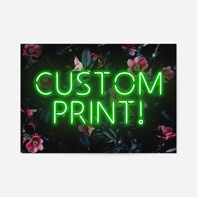Custom Green Neon Sign Floral Background Print