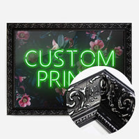 Custom Green Neon Sign Floral Background Print