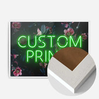 Custom Green Neon Sign Floral Background Print
