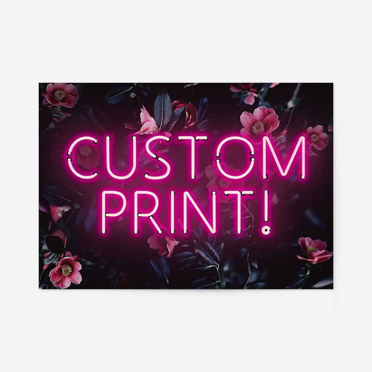 Custom Pink Neon Sign Floral Background Print