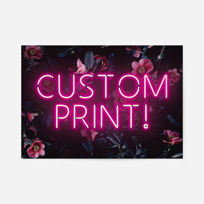 Custom Pink Neon Sign Floral Background Print