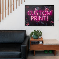 Custom Pink Neon Sign Floral Background Print