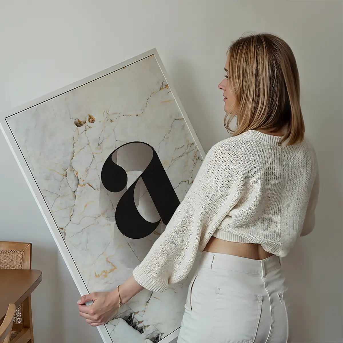 Single Serif Letter Print Black + Marble