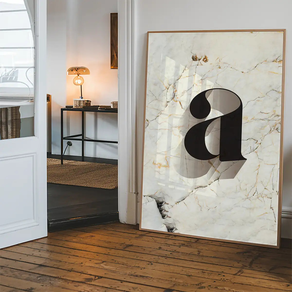 Single Serif Letter Print Black + Marble