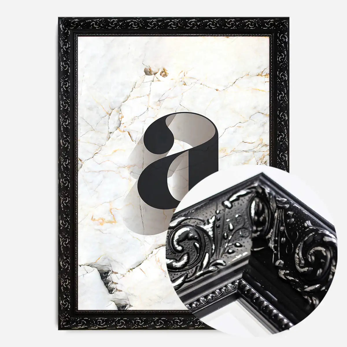 Single Serif Letter Print Black + Marble