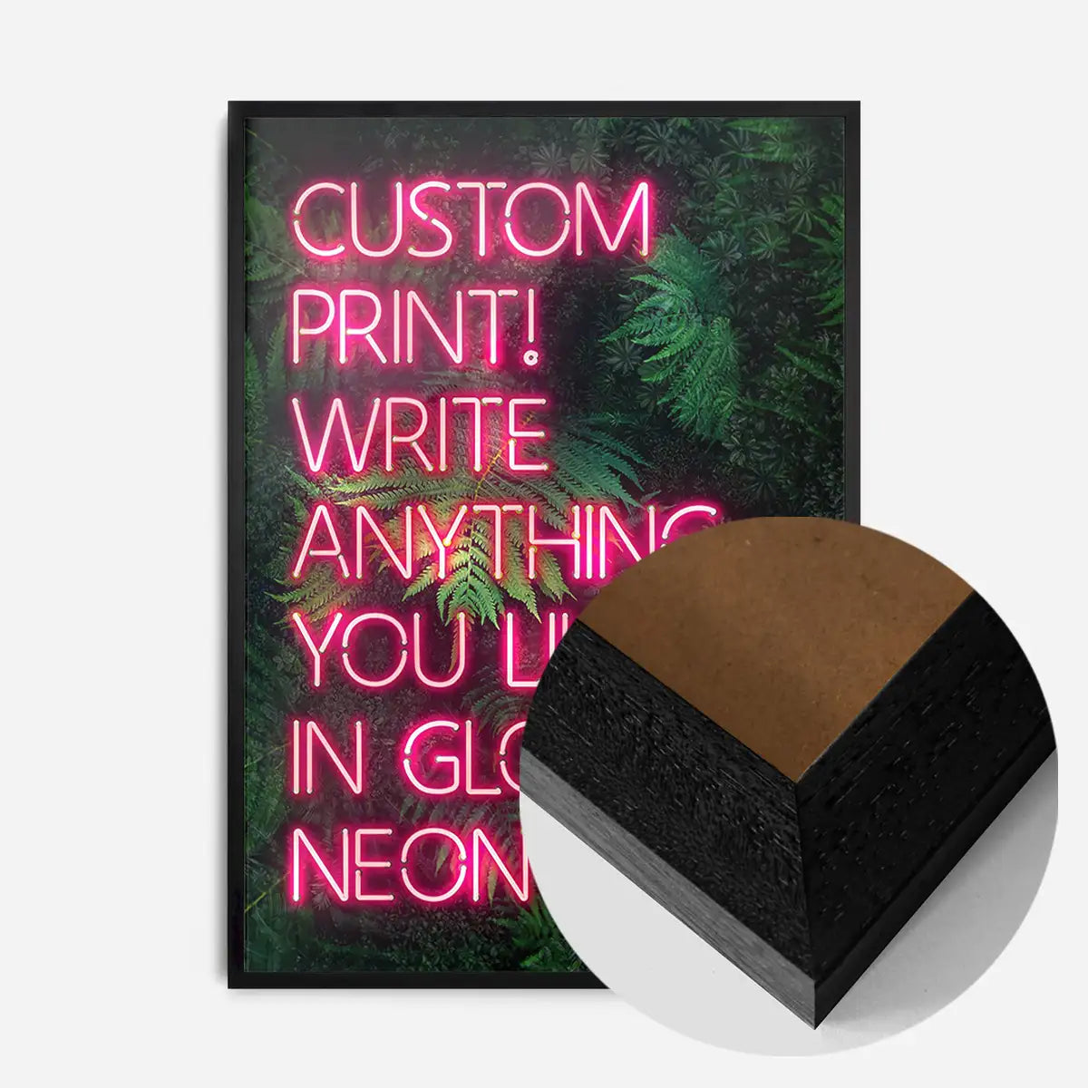 Custom Pink Neon Sign Leaves Background