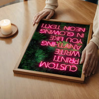 Custom Pink Neon Sign Leaves Background