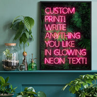 Custom Pink Neon Sign Leaves Background