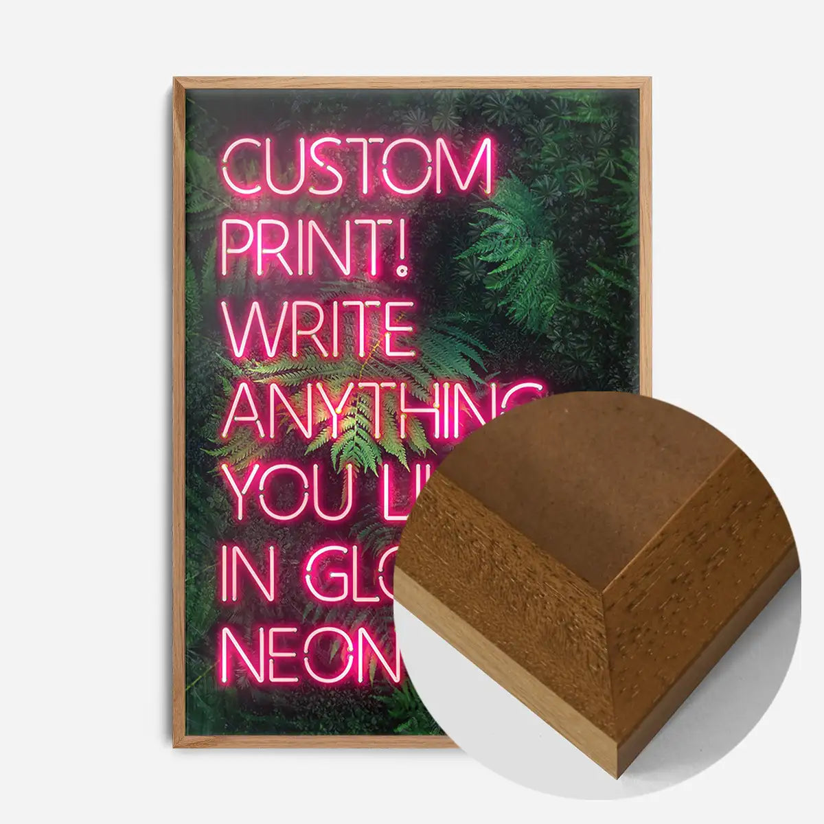 Custom Pink Neon Sign Leaves Background