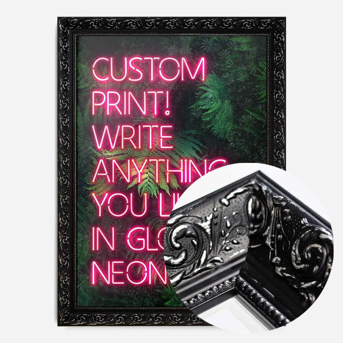 Custom Pink Neon Sign Leaves Background