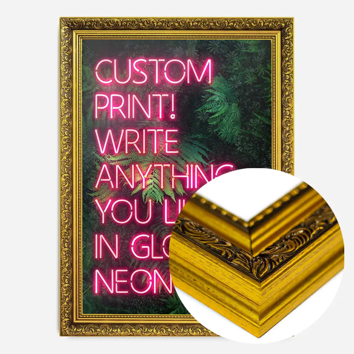 Custom Pink Neon Sign Leaves Background