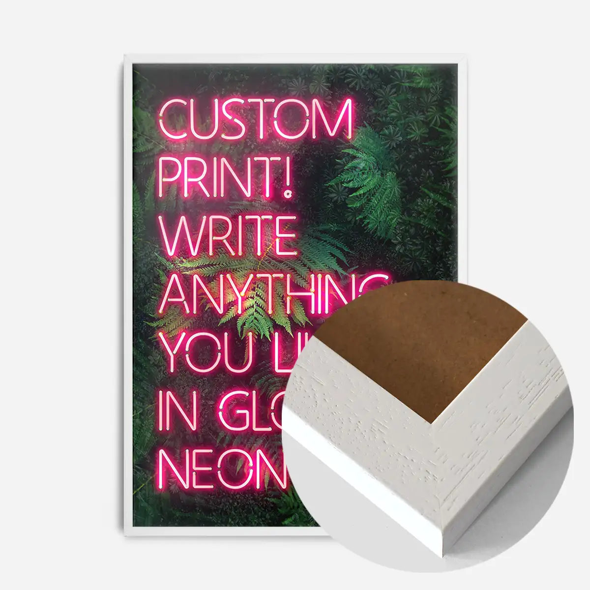 Custom Pink Neon Sign Leaves Background