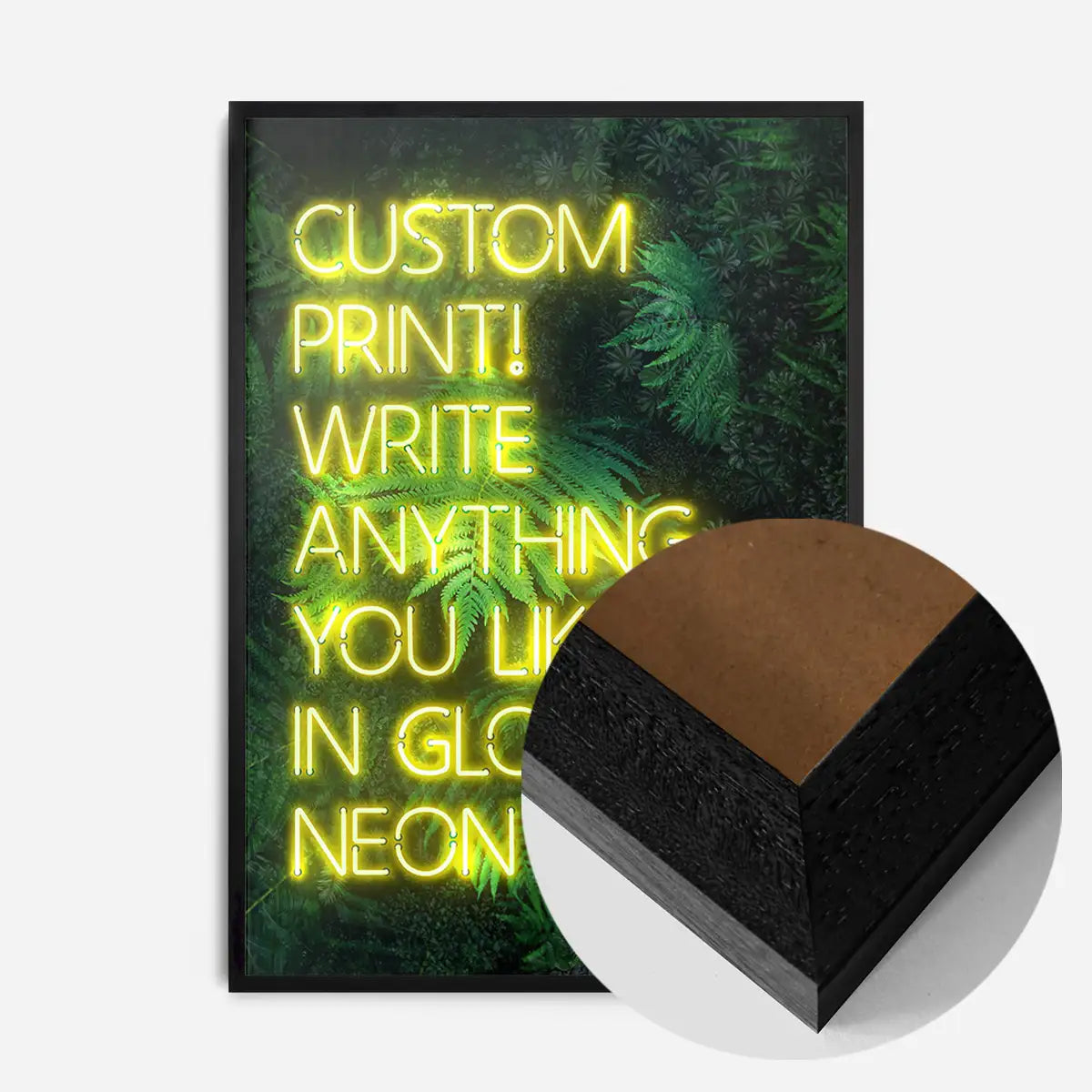 Custom Yellow Neon Sign Leaves Background