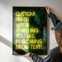 Custom Yellow Neon Sign Leaves Background