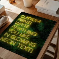 Custom Yellow Neon Sign Leaves Background