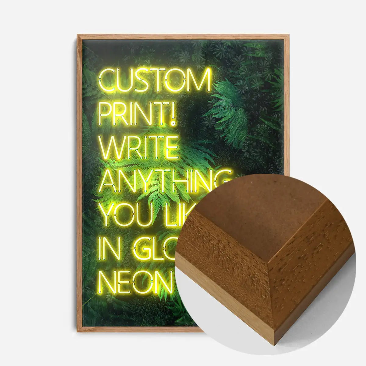 Custom Yellow Neon Sign Leaves Background