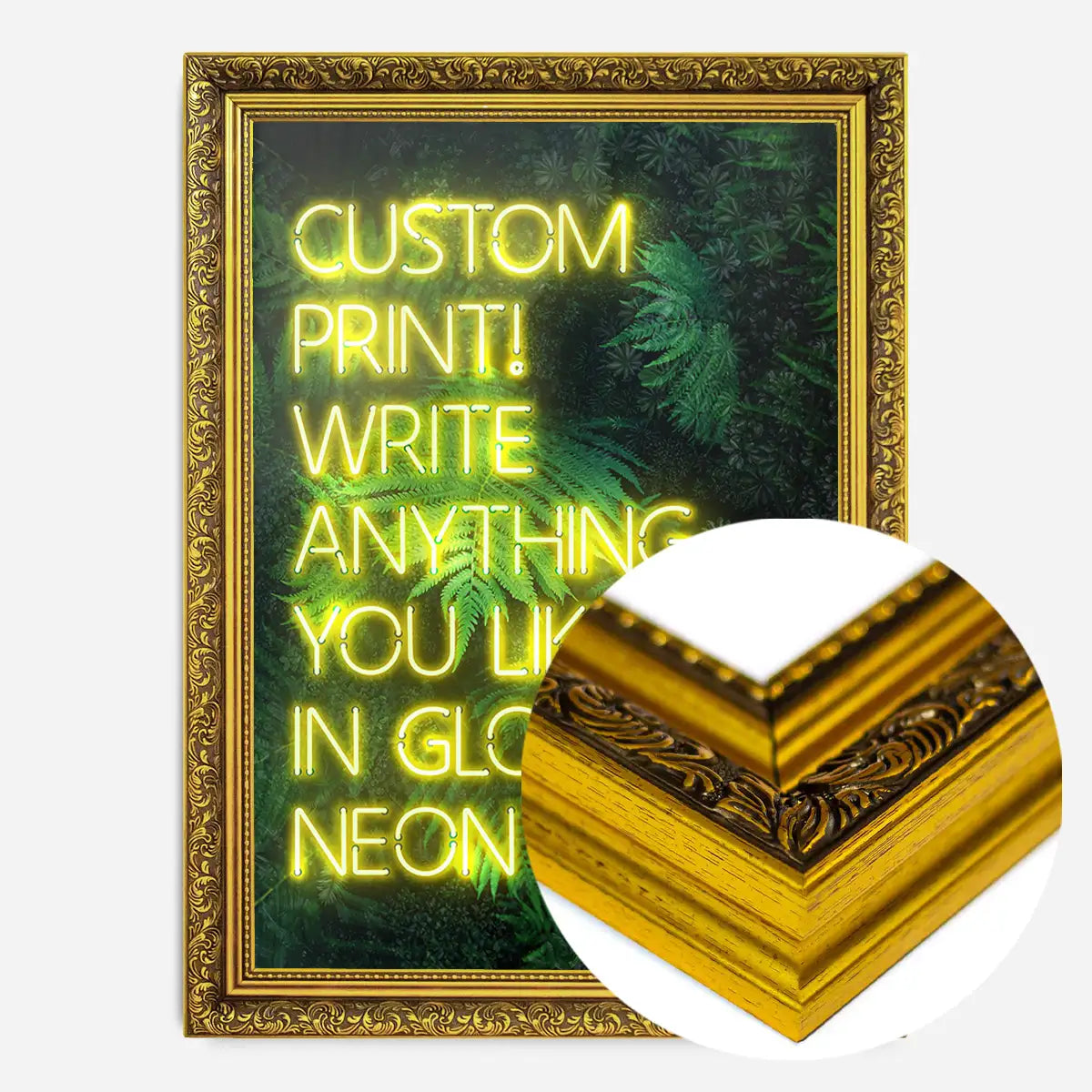 Custom Yellow Neon Sign Leaves Background