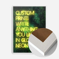 Custom Yellow Neon Sign Leaves Background