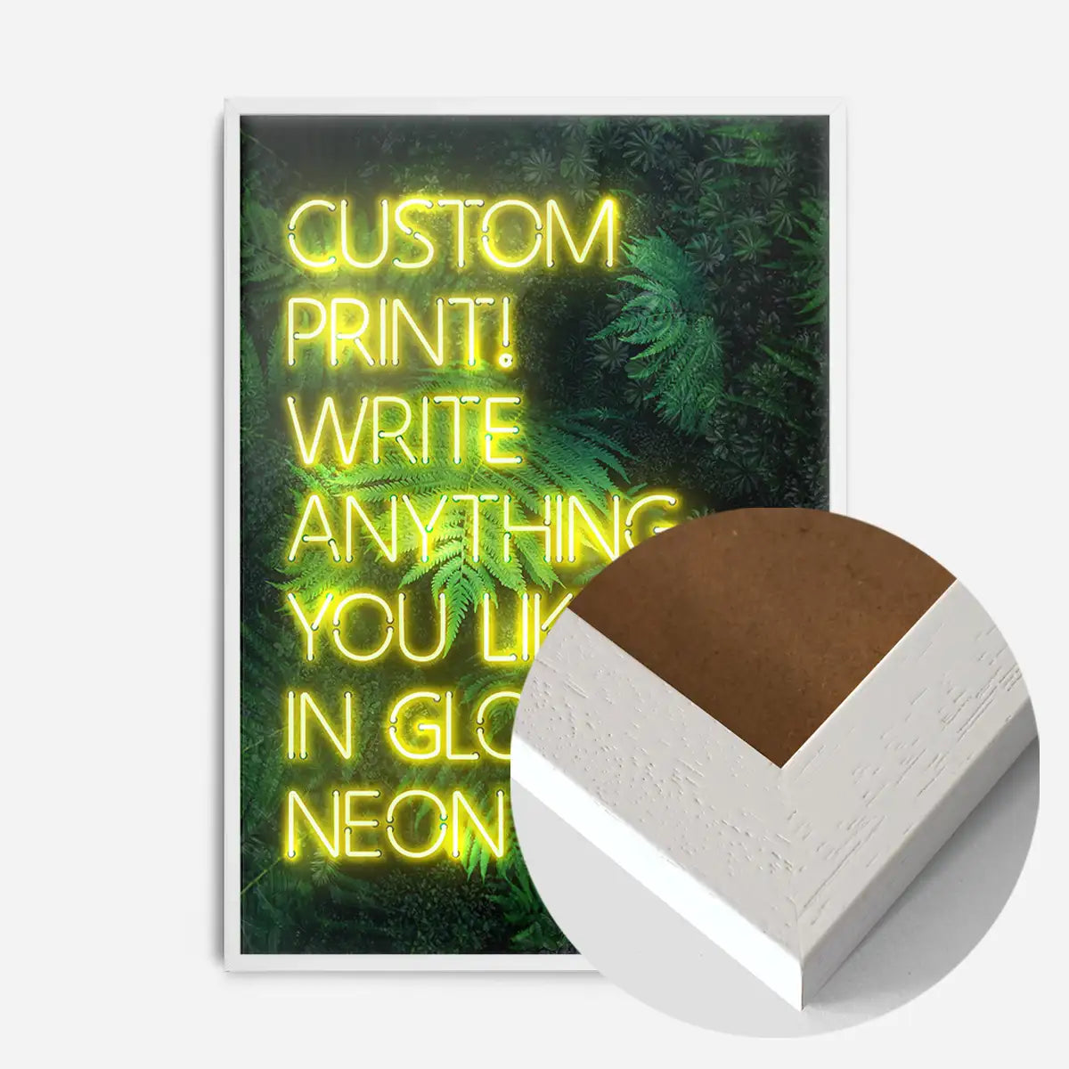 Custom Yellow Neon Sign Leaves Background