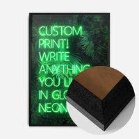 Custom Green Neon Sign Leaves Background