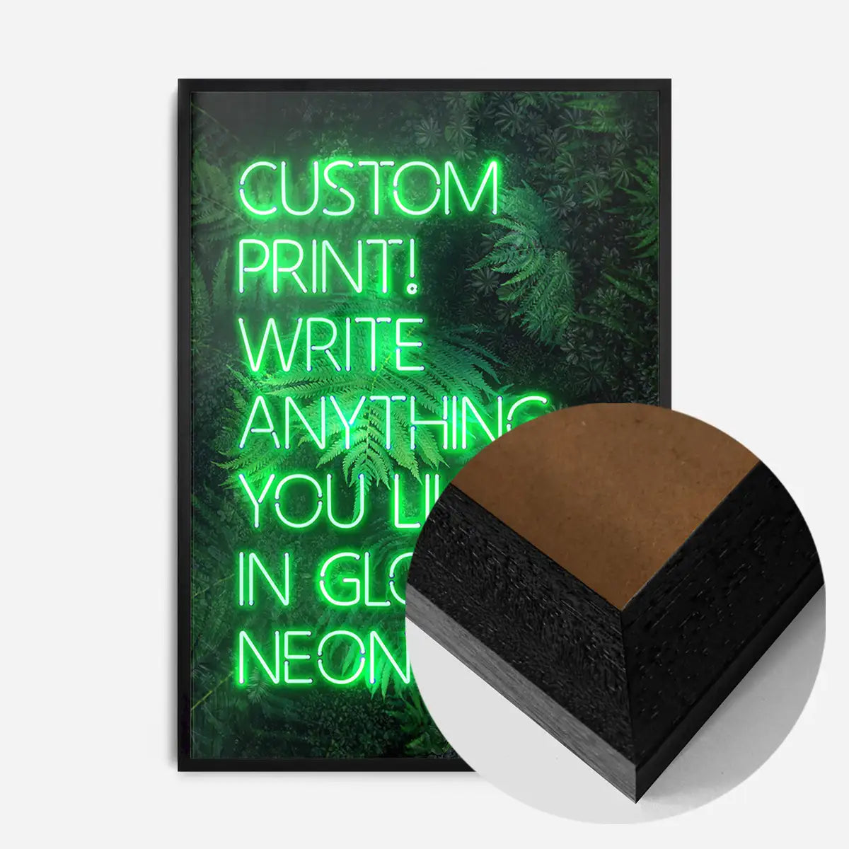 Custom Green Neon Sign Leaves Background