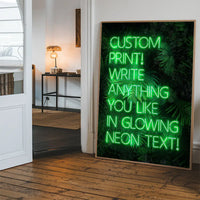 Custom Green Neon Sign Leaves Background