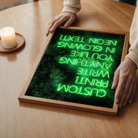 Custom Green Neon Sign Leaves Background