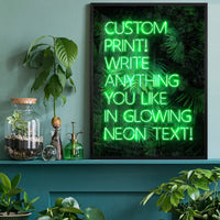 Custom Green Neon Sign Leaves Background