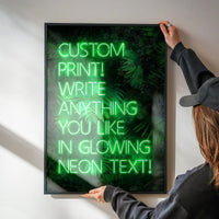 Custom Green Neon Sign Leaves Background
