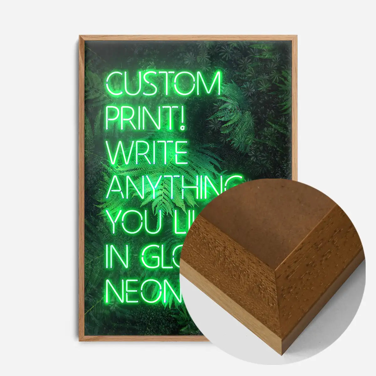 Custom Green Neon Sign Leaves Background