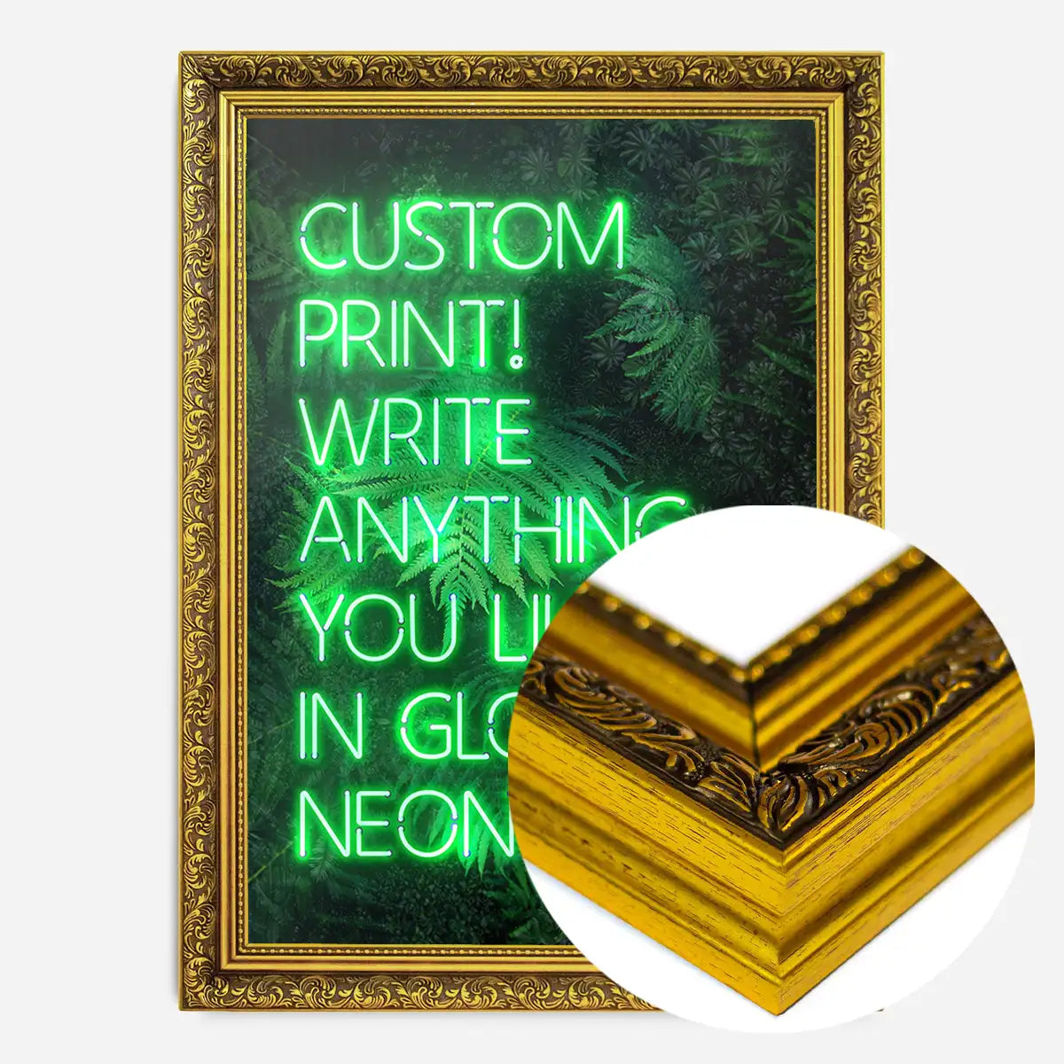 Custom Green Neon Sign Leaves Background